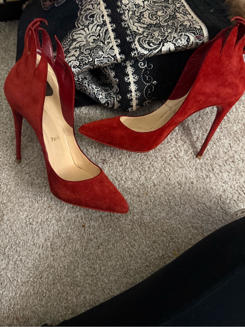 Christian Louboutin Red Flame Suede Stiletto Pumps - Picture 8 of 8